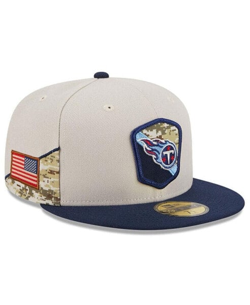 Men's Stone, Navy Tennessee Titans 2023 Salute To Service 59FIFTY Fitted Hat
