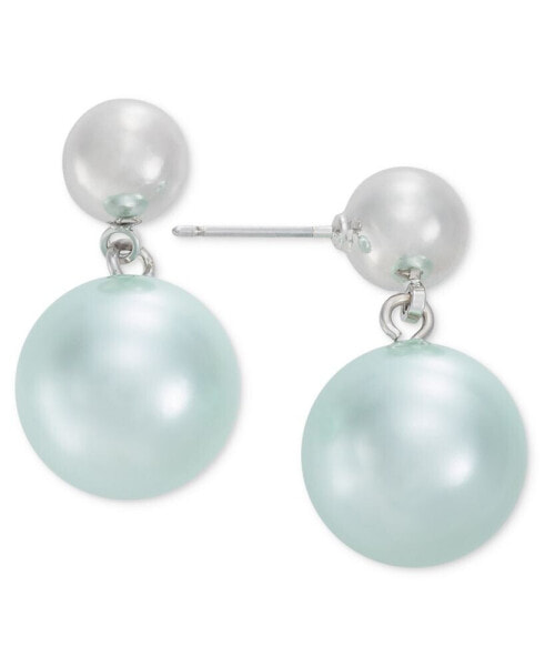 Silver-Tone Color Imitation Pearl Drop Earrings, Created for Macy's