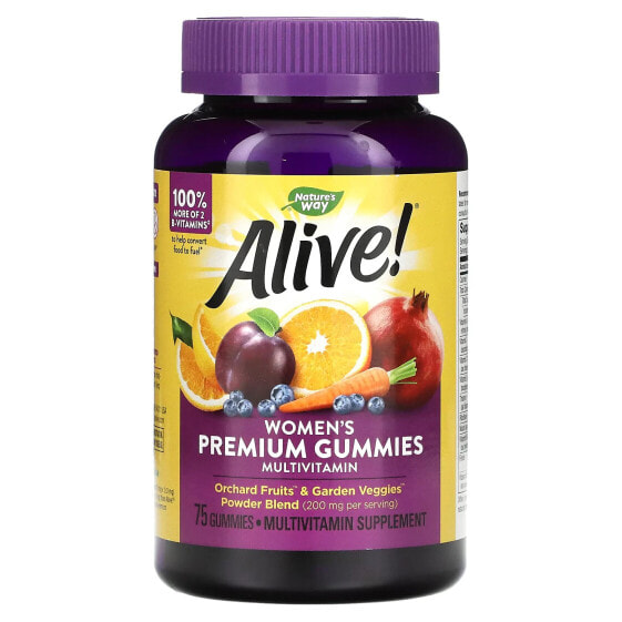 Витамины Натурс Уэй Alive! для женщин, в форме мармелада, вкусы винограда, вишни и ягоды асаи, 75 штук