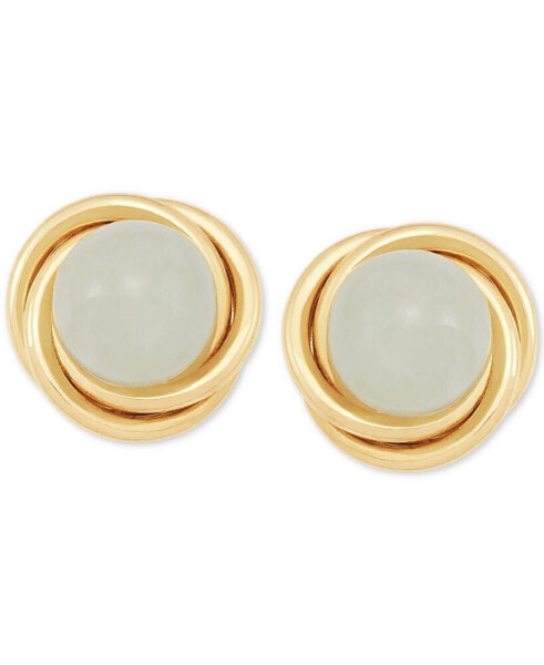 Jade (6mm) Button Knot Stud Earrings in 10k Gold
