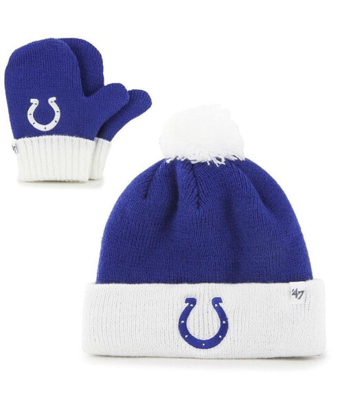 Детская шапка '47 Brand Indianapolis Colts с помпоном и варежками, цвета синий, белый