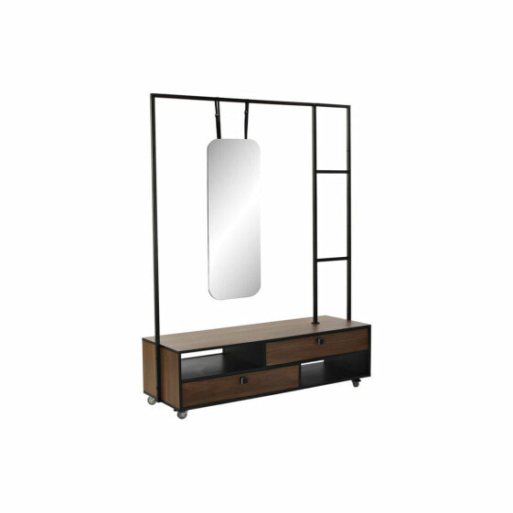 Мебель для прихожей с 2 ящиками DKD Home Decor Коричневый Чёрный Разноцветный Металл Древесина манго Зеркало 135 x 47 x 175 cm