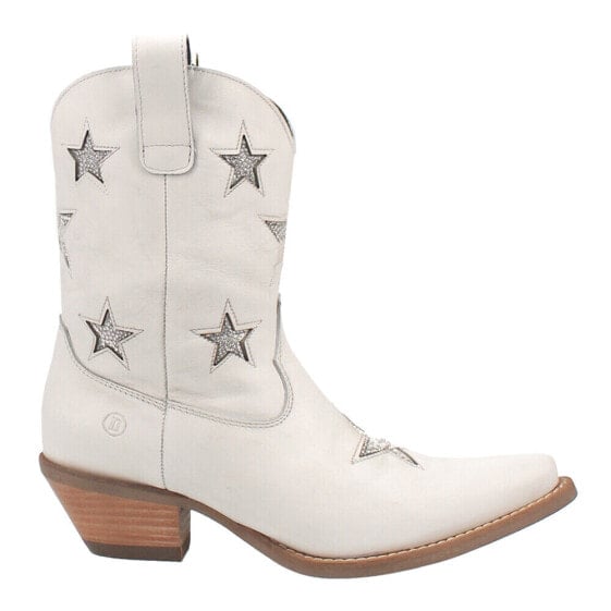 Dingo Star Struck Tooled Inlay Snip Toe Cowboy Womens White Casual Boots DI582-