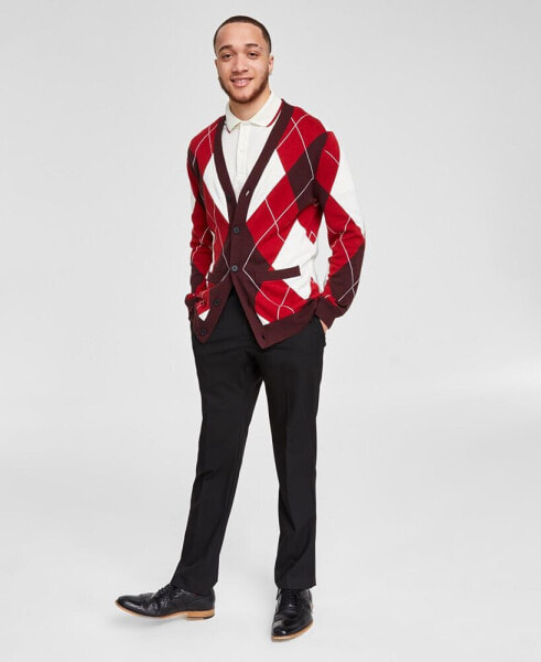 Men's Regular-Fit Argyle Cardigan, Created for Macy's