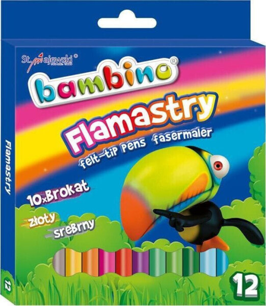 Bambino BAMBINO Flamastry Brokatowe 10x + złoty/srebrny