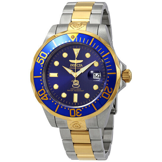 Мужские наручные часы с серебряным золотым браслетом  Invicta Pro Diver Grand Diver Automatic Blue Dial Mens Watch 3049