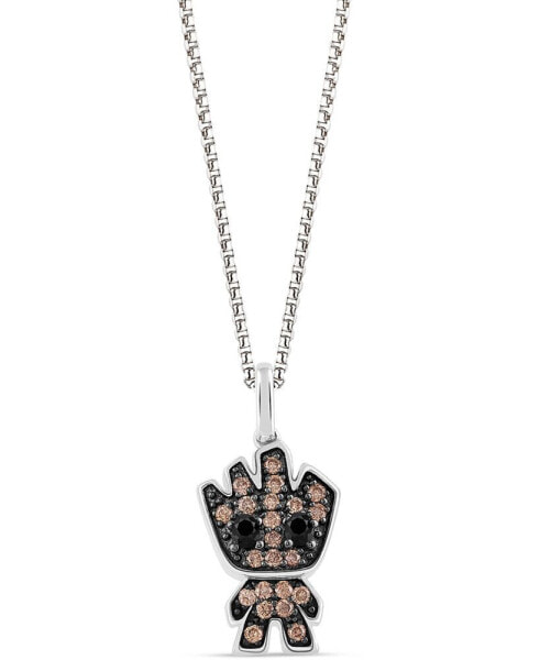 Wonder Fine Jewelry onyx & Champagne Diamond (1/5 ct. t.w.) Groot 18" Pendant Necklace in Sterling Silver