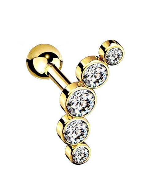 Long gold-plated single earring with clear zircons VHLLE00669GW