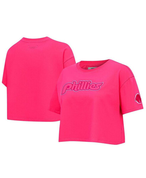 Women's Pink Philadelphia Phillies Triple Pink Boxy Cropped T-shirt