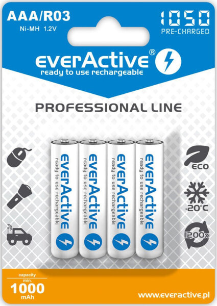 everActive Rechargeable batteries Ni-MH R03 AAA 1050 mAh Professional - Battery - Micro (AAA)
