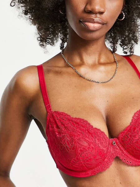 Ann Summers Fuller Bust Sexy Lace non padded plunge bra in red