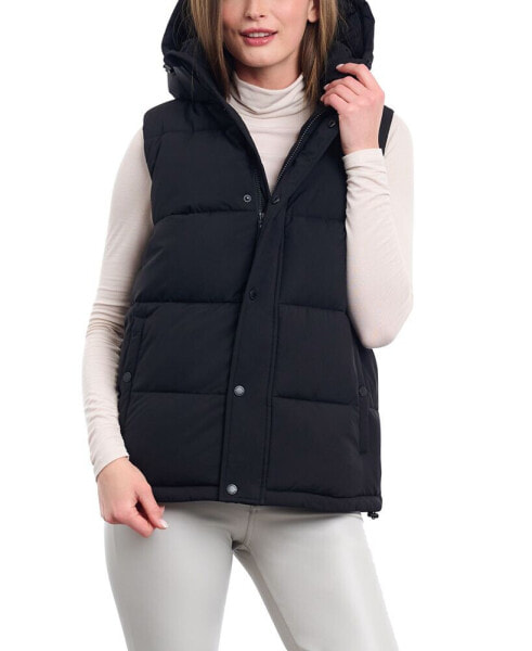 Women's Hooded Stand-Collar Puffer Vest