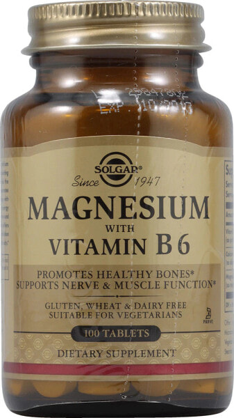 Solgar Magnesium with Vitamin B6 Комплекс с магнием и витамином В6 для поддержки нервной системы 100 таблеток