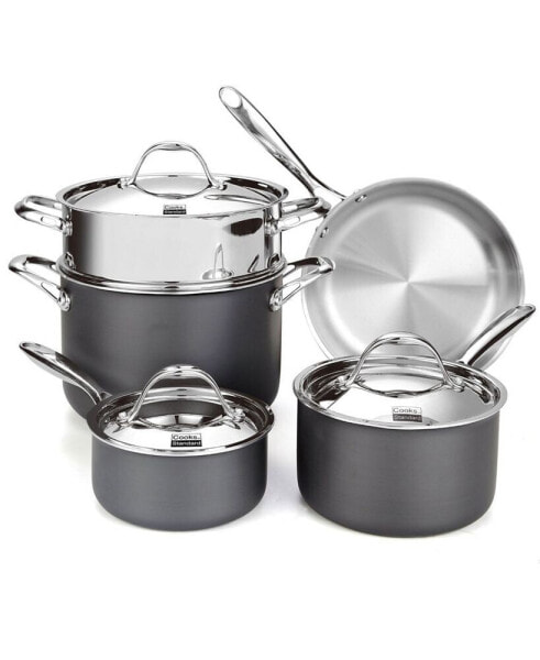 Stainless Steel 8-Piece Multi-Ply Clad Hard Anodized Cookware Set, Black