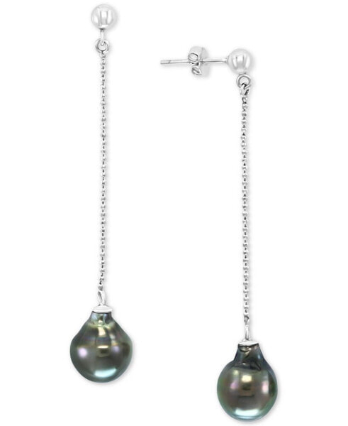 EFFY® Cultured Tahitian Pearl (9mm) Chain Drop Earrings in Sterling Silver