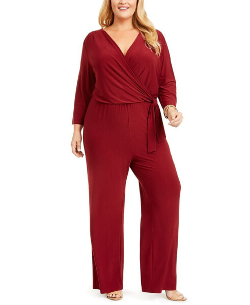 Plus Size Surplice Jumpsuit