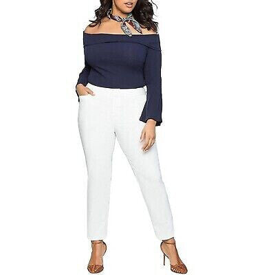 ELOQUII Women's Plus Size Kady Fit Double-Weave Pant - 16, True White