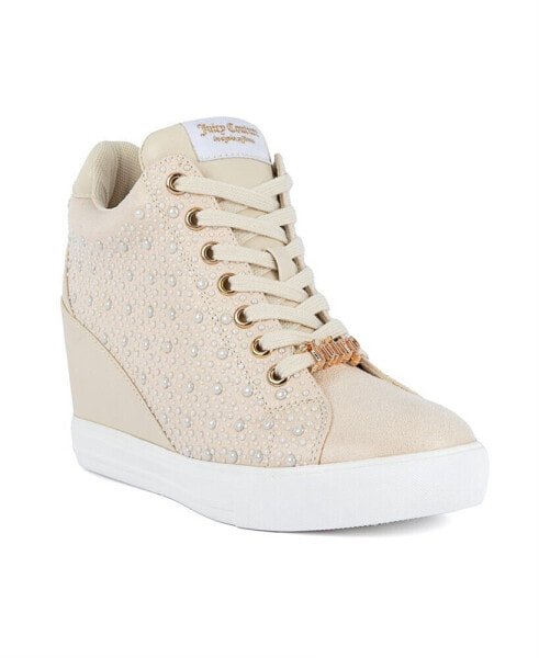 Women's Jiggle Embellished Lace-Up Wedge Sneakers