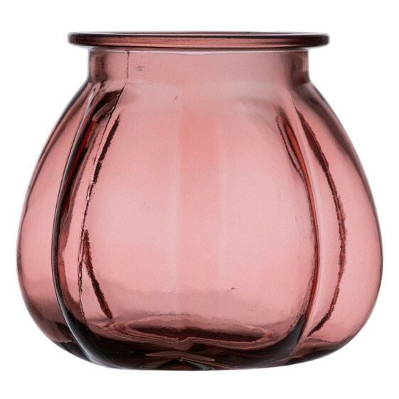 Ваза розовая из переработанного стекла 18 х 18 х 16 см BB Home