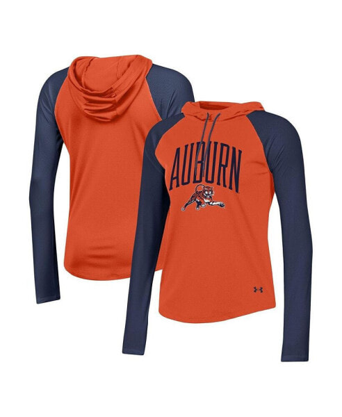 Women's Orange Auburn Tigers Gameday Mesh Performance Raglan Hooded Long Sleeve T-shirt
