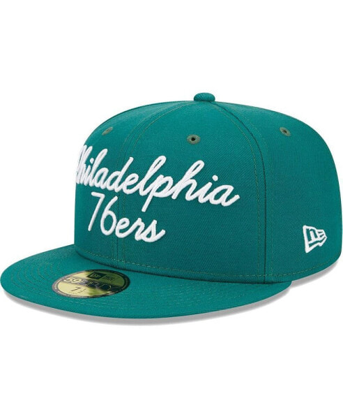 Men's Augusta Green Philadelphia 76ers Script 59FIFTY Fitted Hat