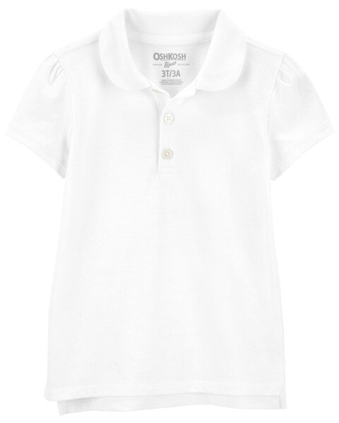 Toddler White Piqué Polo Shirt 3T