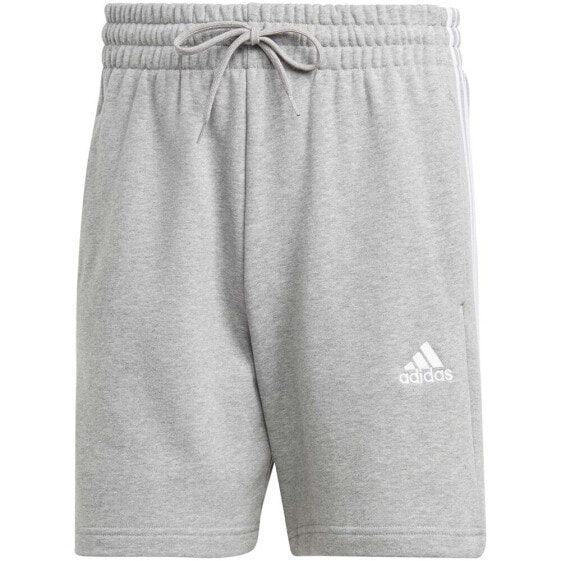 Спортивные шорты Adidas Essentials French Terry 3-Stripes серого цвета IC9437