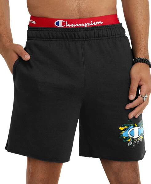 Men's Powerblend Standard-Fit Logo-Print 7" Fleece Shorts