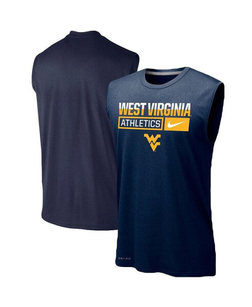 Men's Navy West Virginia Mountaineers Wordmark Drop Legend Performance Tank Top