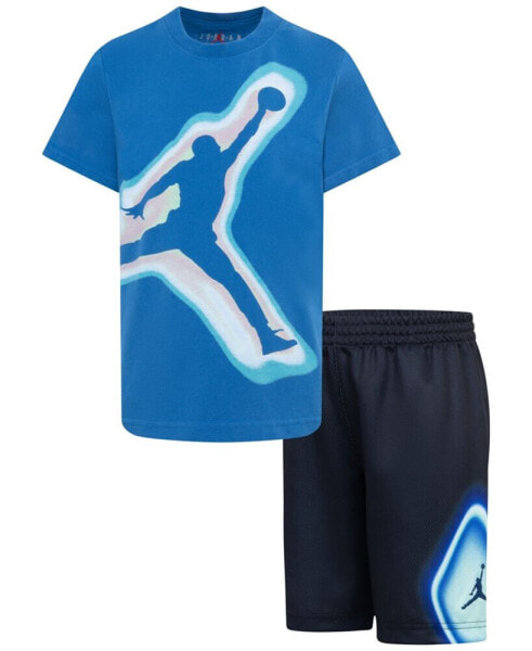 Комплект для девочек Jordan набор из футболки с графическим рисунком и сетчатых шорт 2 шт.