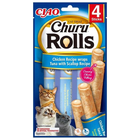 INABA Churu Rolls Chicken recipe wraps Tuna with scallop recipe 4x10g cat treat