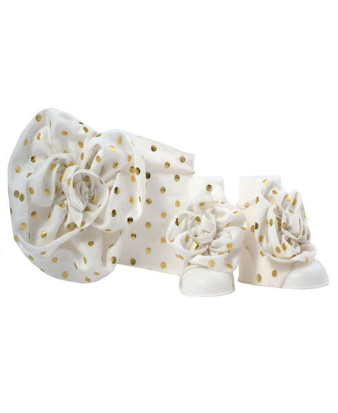 Носки для малышей Baby Deer с головным убором в горошек и прослочкой, подарочный набор