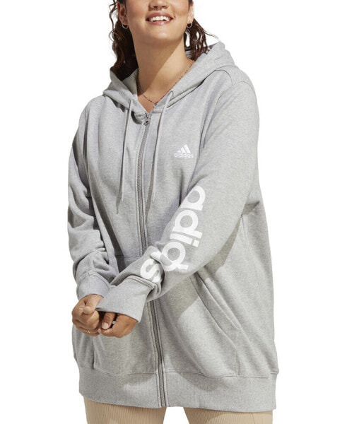 Толстовка Adidas Plus Size из хлопка с капюшоном и логотипом