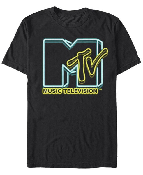 MTV Men's Neon Lights Logo Short Sleeve T-Shirt