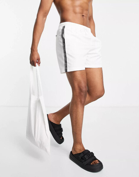 Calvin Klein core logo swim shorts in white