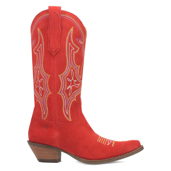 Dingo Hot Sauce Embroidery Snip Toe Cowboy Womens Red Casual Boots DI196-600