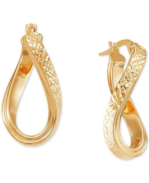Textured Curved Oval Hoop Earrings in 10k Gold