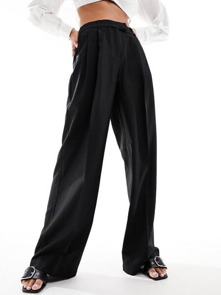 Vila tailored wide leg trousers in black