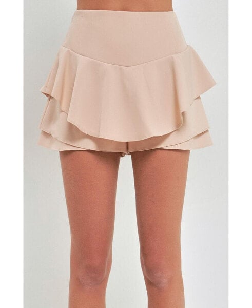 Women's Ruffle Layered Mini Skort