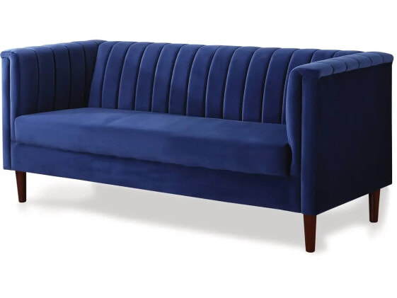 Sofa aus dunkelblauem Samt "Ellison" - 1