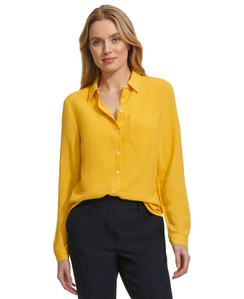 Women's Collared Button-Front Shirt