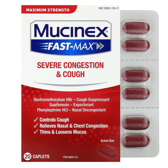 Противо-грипповые капсулы Mucinex Fast-Max для взрослых 20 шт.