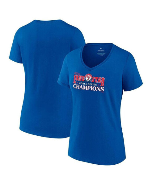 Women's Royal Texas Rangers 2023 World Series Champions Hitting Streak V-Neck T-shirt