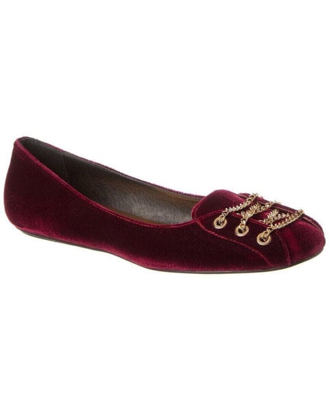 French Sole Outlaw Velvet Flat Women's Red 5