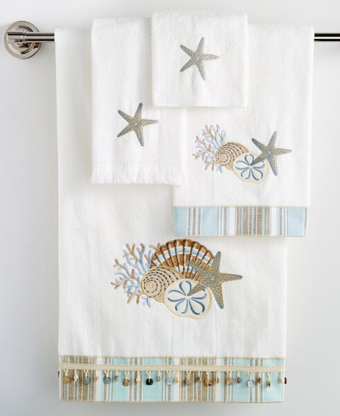 By the Sea Embroidered Cotton Hand Towel, 16" x 28"