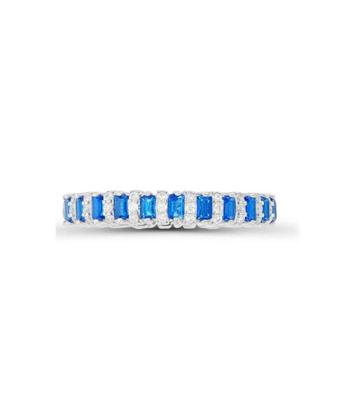Spinel and Cubic Zirconia in Sterling Silver Eternity Band Ring