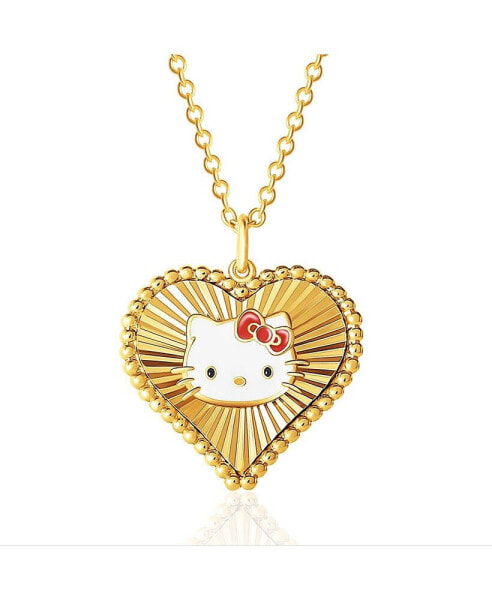 Hello Kitty sanrio Womens Starburst Heart Pendant Necklace, 18'' - Authentic Officially Licensed