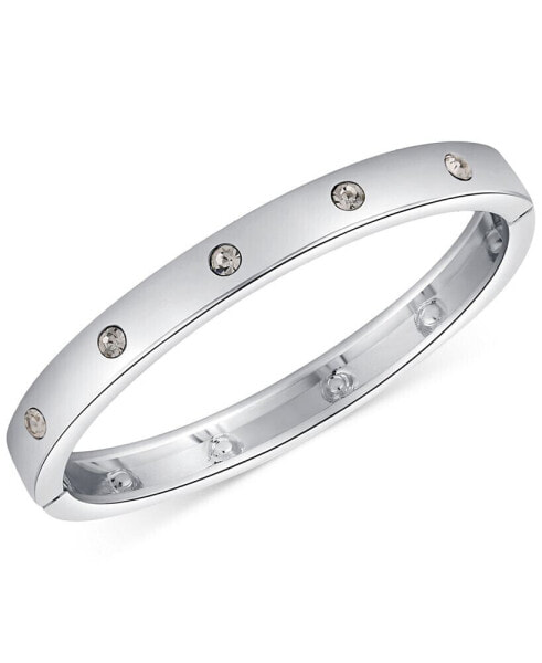 Silver-Tone Crystal Hinged Bracelet