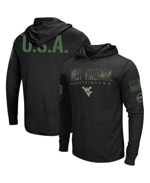 Men's Black West Virginia Mountaineers Big and Tall OHT Military-Inspired Appreciation Tango Long Sleeve Hoodie T-shirt