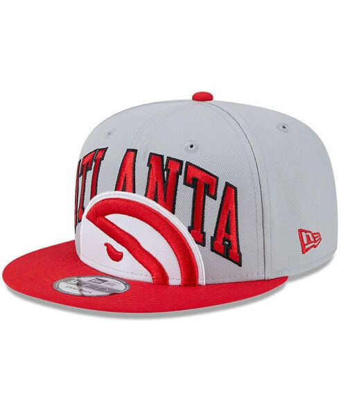 Двухцветная бейсболка типа Snapback New Era Atlanta Hawks серого и красного цвета